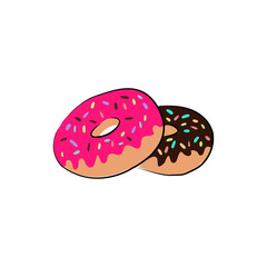 Set of sweet glazed donuts isolated on a white background. Vector illustration.