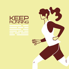 Woman avatar keep running vector design