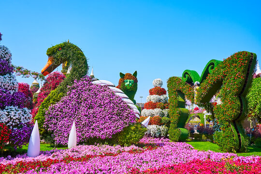The floral swan installtion in Miracle Garden, on March 5, 2020 in Dubai, UAE