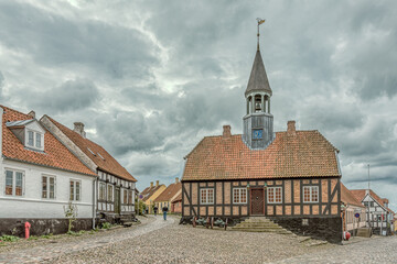 Fototapeta na wymiar the old city hall and bell tower, built in 1789, Ebeltoft,