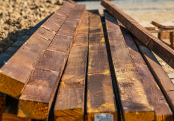wooden blocks treated with a protective layer for the terrace