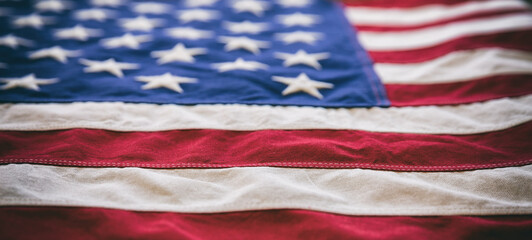 Fototapeta premium USA flag, US of America sign symbol background, closeup view