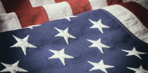 USA flag, US of America sign symbol background, closeup view