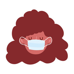 girl face with medical mask, coronavirus covid 19 pandemic isolated icon design white background