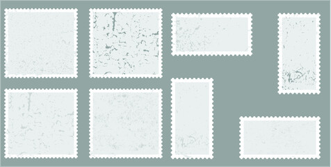 Postage stamps in grunge style. Set of textured postmarks . vector collection of vintage post marks.