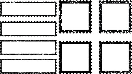 Postage stamps in grunge style. Set of textured postmarks . vector collection of vintage post marks.