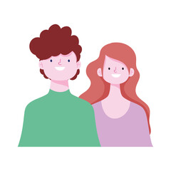 young couple cartoon character isolated icon design white background