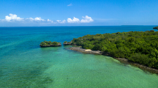 Drone view of Kwale island in Zanizbar 