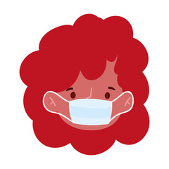 boy with protective mask, prevention covid 19 coronavirus isolated icon design white background