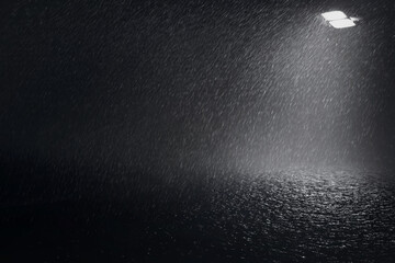 Rainy night in the city.night scene during hard rain fall.