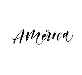 America phrase. Modern vector brush calligraphy. Ink illustration with hand-drawn lettering. 