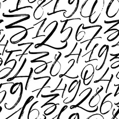 Seamless pattern with numbers. Seamless pattern with numbers. Hand drawn numbers elements. Ink illustration. Hand drawn ornament for wrapping paper.
