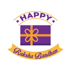 happy raksha bandhan celebration with gift flat style
