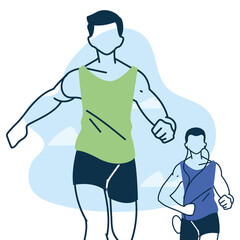 Men avatars running vector design