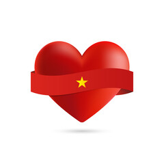 Heart with waving Vietnam flag. Vector illustration.