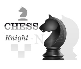 Black chess knight on the background of the chessboard silhouette. Chess concept design. Vector illustration © kiberstalker