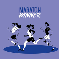 Women avatars running vector design