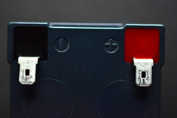 Lead battery from an uninterruptible power supply on a black background