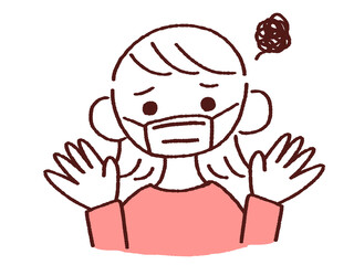 両手をあげて不満そうにする若い女性 