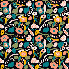 Cute organic seamless pattern, vector. Good for fabric, background, paper products and more