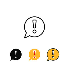 Bubble chat with exclamation mark inside for error message. Warning pop up notification. Hazard warning symbol. Chat, coution, warning icon. Vector illustration. Design on white background. EPS10