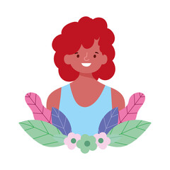 young man flowers foliage botanical cartoon isolated icon design white background