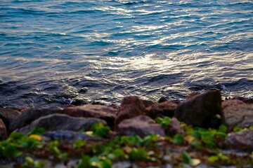Aerial view of sea waves and fantastic Rocky coast