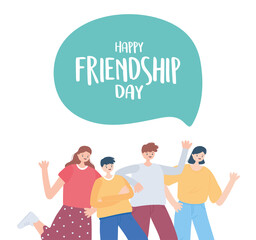 Obraz na płótnie Canvas happy friendship day, diverse friend group of people special event celebration