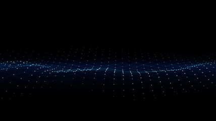 Vector abstract futuristic digital landscape with particles dots and stars on horizon. computer geometric digital connection