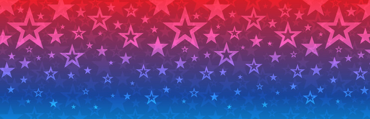 Web banner with elements of the American national flag, many stars. Decorative USA banner suitable for background, headers, posters, cards, website. Vector illustration