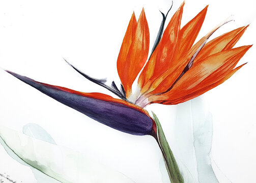 Bird of Paradise watercolour painting