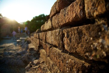 brick wall with blur against the sun