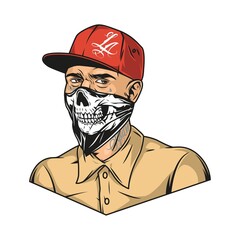 Vintage colorful concept of man with tattoos