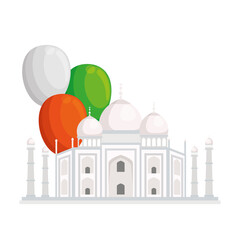 taj mahal, famous monument of india with balloons helium decoration
