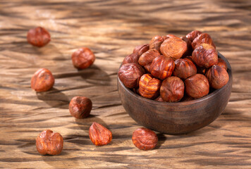 Hazelnut nuts, organic dry fruit - Corylus avellana.