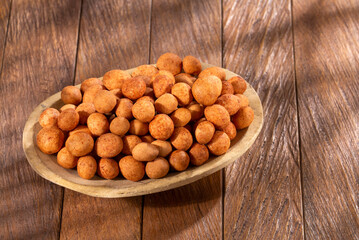 Organic Mexican peanuts in the bowl - Arachis hypogaea