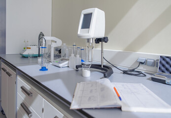 Chemical laboratory. The concept of a medical laboratory, the production of drugs. Medical preparations.