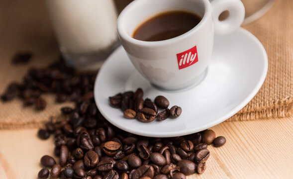 TRIESTE, ITALY - DECEMBER 07, 2015: Illy is a company specialized in the production of roasting Italian espresso blends are famous all over the world.