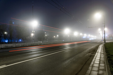 Fototapeta na wymiar oggy night road, long exposure