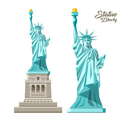The Statue of Liberty vector, Liberty Enlightening the World, in the United States, collection design isolated on white background, illustration