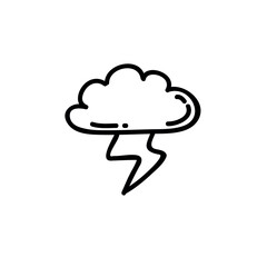 storm doodle icon, vector black line illustration