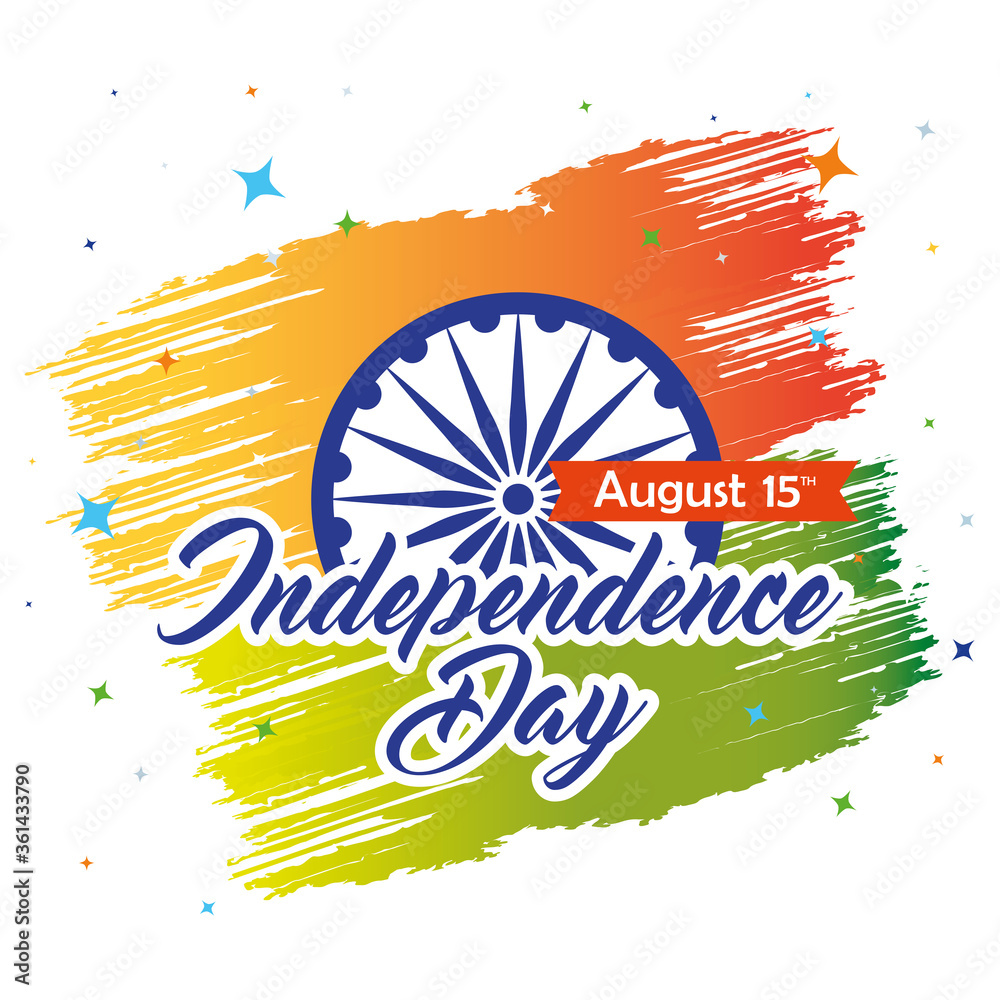 Canvas Prints indian happy independence day, celebration 15 august, with ashoka chakra