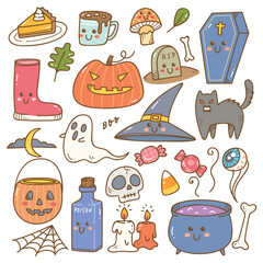 Set of cute Halloween doodles 