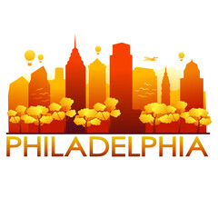 Philadelphia Skyline Silhouette Gradient Vector City Design.