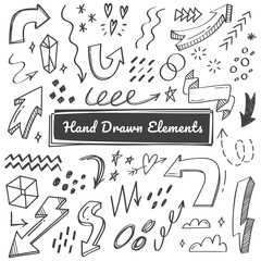 Hand drawn elements, arrow, swish, emphasis doodles