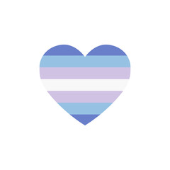 bigender male flag heart, LGBTQ community flag, vector color illustration