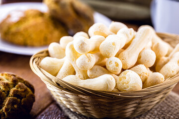 Brazilian starch biscuit, traditional from Brazil, called polvilho biscuit. Delicacy made from manioc flour.