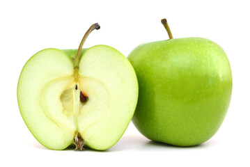 fresh green apples isolated on white background
