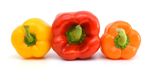 fresh pepper vegetables isolated on white background