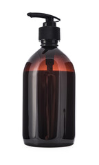 Plastic brown bottle with dispenser pump
